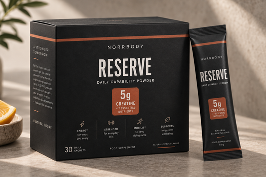 RESERVE box and sachet on stone countertop